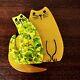 Marie-christine Pavone Signed Brooch Double Cat Yellow Art Deco Galalith