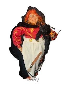 Mark Roberts Halloween Witch with Black Cat Doll Figurine Free Standing