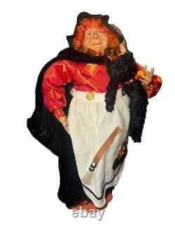 Mark Roberts Halloween Witch with Black Cat Doll Figurine Free Standing