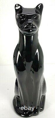 Mid Century MCM Vintage Art Deco Black Cat Sitting Ceramic 16 Smooth Glossy