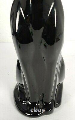 Mid Century MCM Vintage Art Deco Black Cat Sitting Ceramic 16 Smooth Glossy