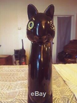 Mid-Century Royal Haeger Jet Black 20-1/2 Tall Ceramic Winking Art Deco Cat
