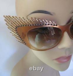 Mikli Paris Cat Eye Lash Sunglasses Lunettes Hand Made France Art Deco Sparkles