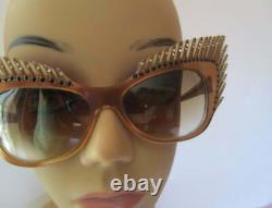 Mikli Paris Cat Eye Lash Sunglasses Lunettes Hand Made France Art Deco Sparkles