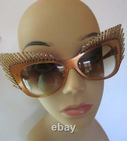 Mikli Paris Cat Eye Lash Sunglasses Lunettes Hand Made France Art Deco Sparkles