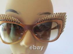 Mikli Paris Cat Eye Lash Sunglasses Lunettes Hand Made France Art Deco Sparkles