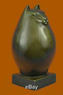 Modern Art Bronze- Fat Cat, Signed a tribute to Botero Bronze Sculpture Art Deco