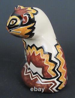 Modernist Art Deco Shearwater Pottery Cat Figurine 2018 Adele Cat Zigzag Pattern