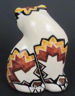 Modernist Art Deco Shearwater Pottery Cat Figurine 2018 Adele Cat Zigzag Pattern