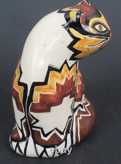 Modernist Art Deco Shearwater Pottery Cat Figurine 2018 Adele Cat Zigzag Pattern