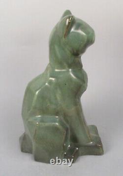 Modernist Art Deco Shearwater Pottery Sculpture Cubist Cat Ceramic Figurine