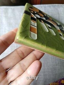 Motawi Tileworks Lazy Cat Calico Art Deco Vintage Tile 6x6