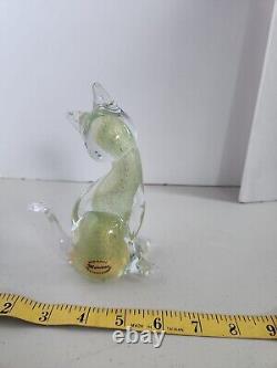 Murano Glass Cat Gold Flecks 24 Karat! (Signed)Love Murano