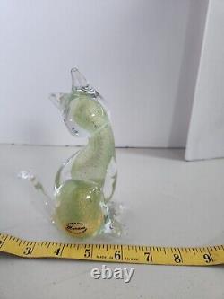 Murano Glass Cat Gold Flecks 24 Karat! (Signed)Love Murano