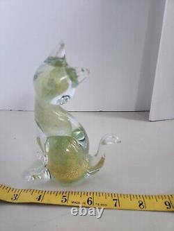 Murano Glass Cat Gold Flecks 24 Karat! (Signed)Love Murano