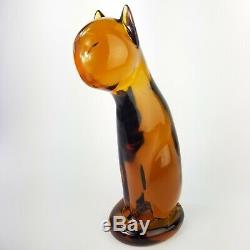 Murano Hand Blown Art Glass Cat Figurine Sculpture with Original Sticker