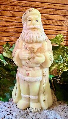 NEW Fenton BURMESE OLD WORLD SANTA WithCAT. HP ROSES1998. QVC