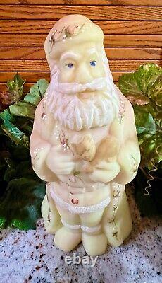 NEW Fenton BURMESE OLD WORLD SANTA WithCAT. HP ROSES1998. QVC