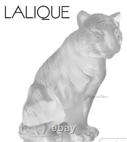 NEW LALIQUE CRYSTAL SITTING TIGER figure majestic feline cat FIGURINE New in Box