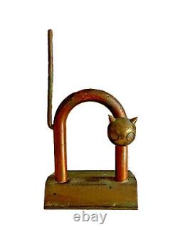 Nessen Chase Art Deco Copper Brass Cat Doorstop Machine Age Sculpture Bookend