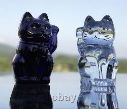 New Baccarat Crystal Maneki Neko Cat Figurine Clear #2607786 Brand Nib Save$ F/s