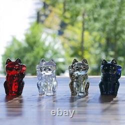 New Baccarat Crystal Maneki Neko Cat Figurine Clear #2607786 Brand Nib Save$ F/s