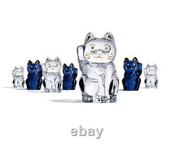 New Baccarat Crystal Maneki Neko Cat Figurine Clear #2607786 Brand Nib Save$ F/s