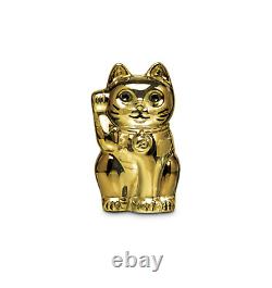 New Baccarat Crystal Maneki Neko Gold Cat Figurine #2612997 Brand Nib Save$ F/sh