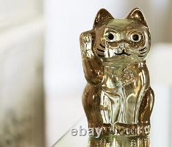 New Baccarat Crystal Maneki Neko Gold Cat Figurine #2612997 Brand Nib Save$ F/sh