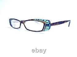 New Jean Lafont Brown Blue Cat Eye Retro Glasses Art Deco France 51 13 138