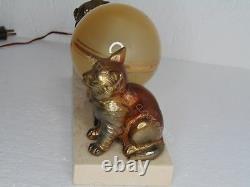 Nice French Art Deco Light Dog And Cat