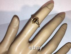 Nice antique art deco 10k gold brown cats tiger eye ring size 5.5 maker MH