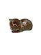 Nicodemus Pottery Cat Figurine Ferro Stone Original Label Signed Teal Brown 3in