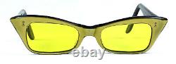 Nos Vintage Cat Eye Sunglasses Fashion Ladies Unused Yellow Small 1950's France