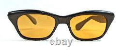 Nos Vintage Cat Eye Sunglasses Olive Ladies Unused Orange Small 1950's France
