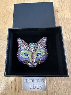Nwt-heidi Daus Cat Tastic Enameled Mosaic Art Deco Swarovski Crystal Brooch Pin