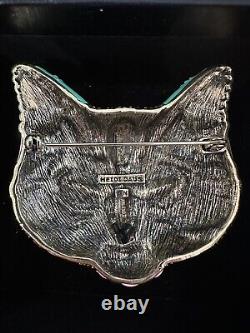 Nwt-heidi Daus Cat Tastic Enameled Mosaic Art Deco Swarovski Crystal Brooch Pin
