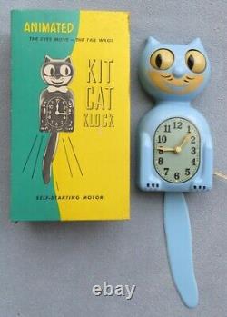 ORIGINAL BLUE KIT CAT KLOCK CLOCK Excellent Working Condition 1930's-40's