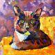 Oil Painting Original Cat Portrait 12x12 Paintings On Canvas Gallery Wall Art
