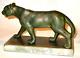 Old Art Deco Model Of A Big Cat Lioness On Marble Base From Joliet Il Mansion