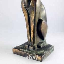 Old Cat Artwork Bronze Statue Sculpture Decor Figurine Art Décor Antique Patina