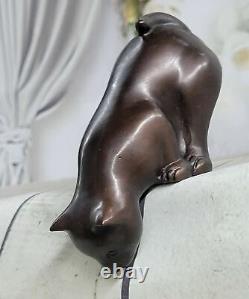 Old Cat Bronze Signed Figurine On Base Cats Art Deco Nr Sculpture Figure Art