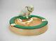 Old Noritake Art Deco Lusterware Cat Figure Pin Tray Firurine Collection Object