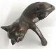 Old Vintage Nardini French Bronze Cat Sculpture Signed Mini Figurine Statue Deco