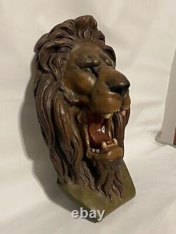 Open Mouth Roaring Lion Wall Sculpture Plaque Wild Cat RARE