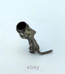 Original Antique FIgurine Silver plated and silver Cat dice Holder
