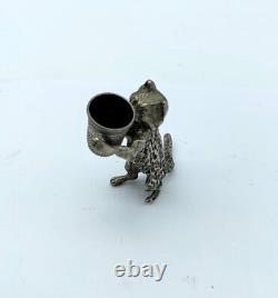 Original Antique FIgurine Silver plated and silver Cat dice Holder