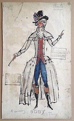 Original Art Deco Design Model Costume Guy Arnoux Pascaud Cavalier Theatre