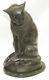 Original Art Deco Egyptian Cat Bronze Sculpture Marble Base Statue Large