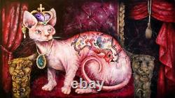 Original art animal cats painting cat figurative decorative realism home decor